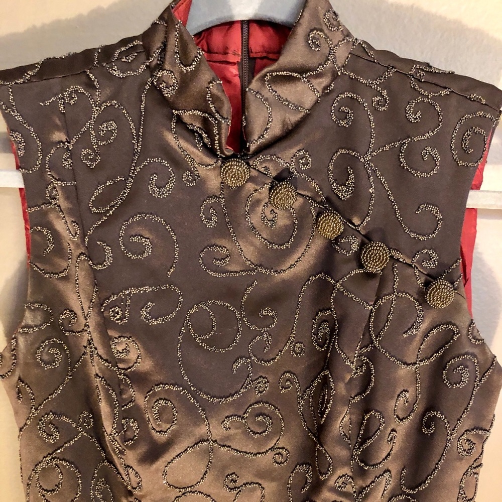 En Francais By Huey Walzter Chocolate Beaded Dress